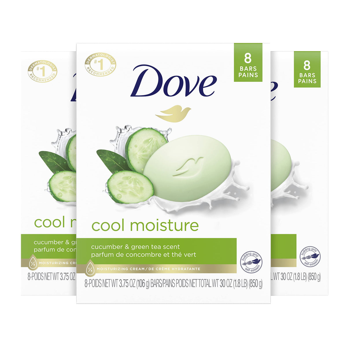 Dove Skin Care Beauty Bar Cucumber and Green Tea front view