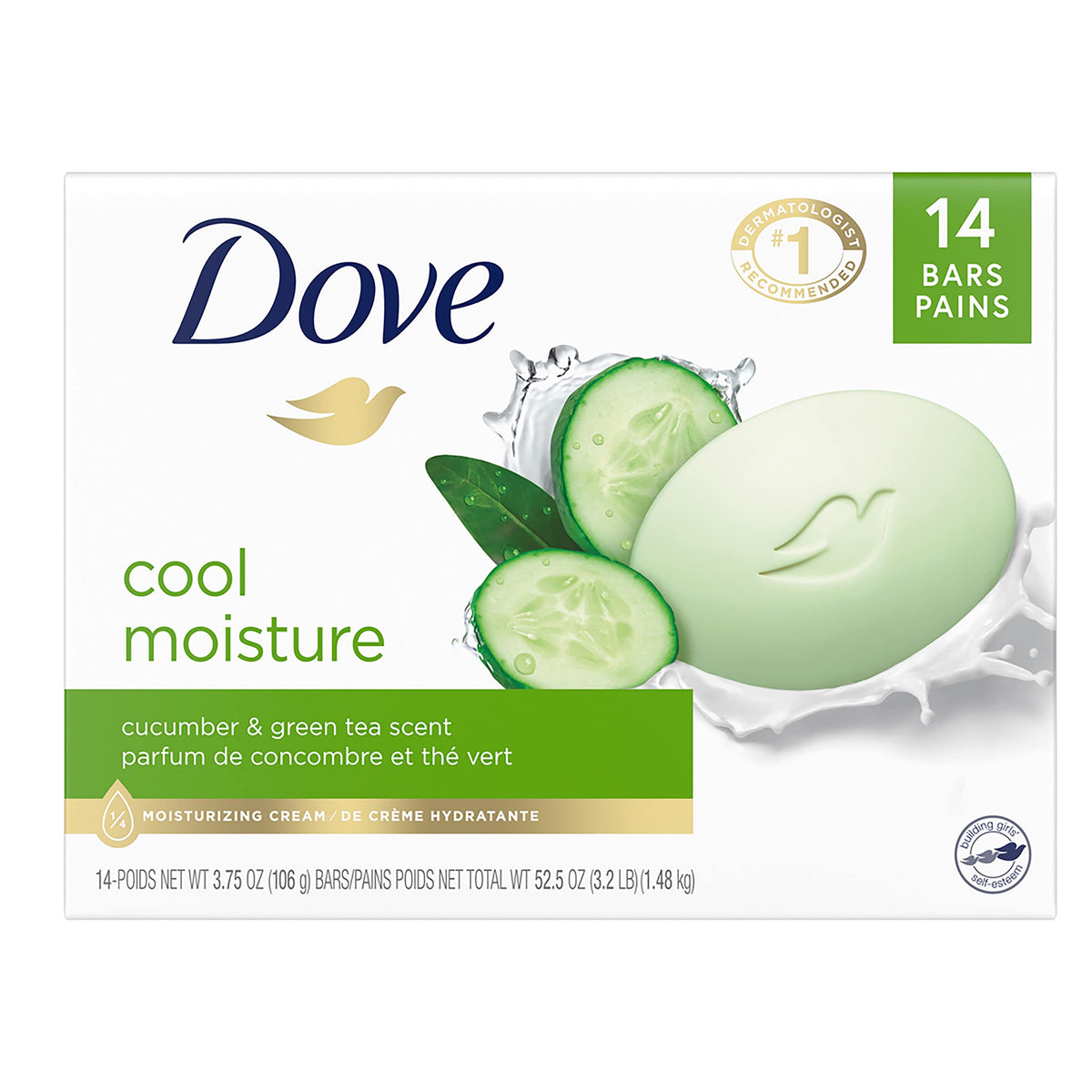 Dove Skin Care Beauty Bar Cucumber and Green Tea front view