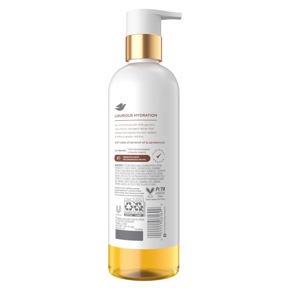 Dove Soothing Oil Body Wash bottle side view