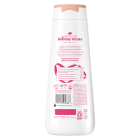 Dove Sugar Cookie Body Wash bottle with festive background
