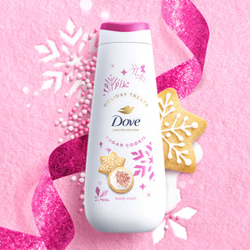 Dove Sugar Cookie Body Wash in a shower setting