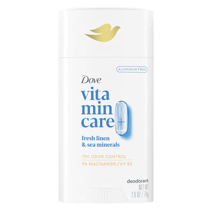 Dove VitaminCare+ Deodorant Stick Fresh Linen & Sea Mineral front view