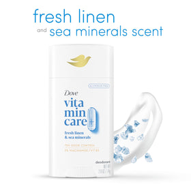 Dove VitaminCare+ Deodorant Stick showing the side view with label