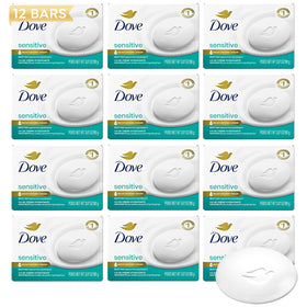 Dove White Cream Bar Soap 12-Pack front view with packaging