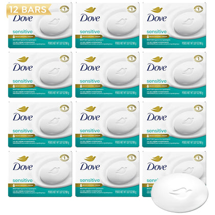 Dove White Cream Bar Soap 12-Pack front view with packaging