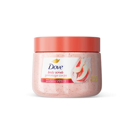 Dove White Peach & Crushed Rice Body Scrub 15 oz front view