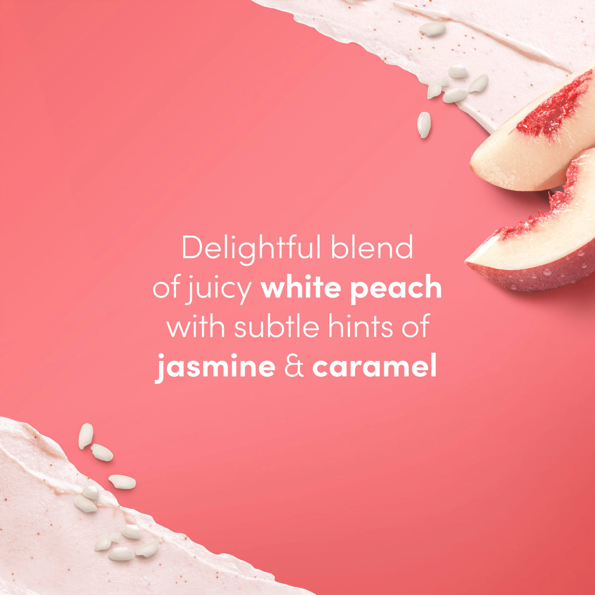 Dove White Peach & Crushed Rice Body Scrub in a shower setting