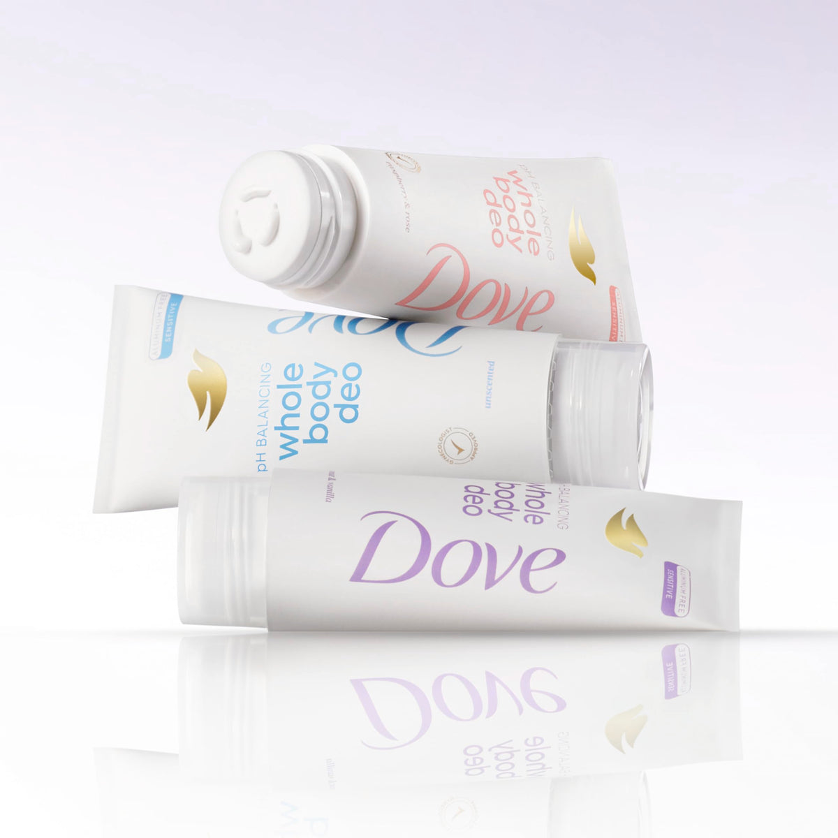 Dove Whole Body Deo packaging with coconut and vanilla scent