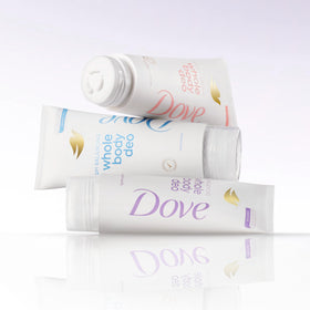 Dove Whole Body Deo packaging with coconut and vanilla scent