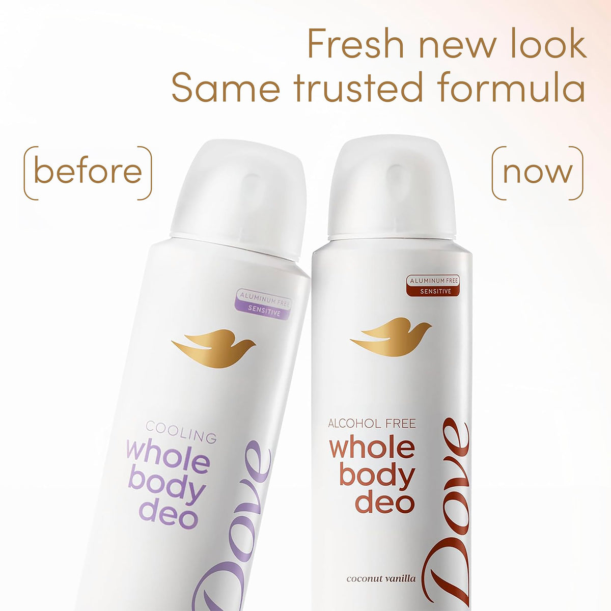 Dove Whole Body Deodorant Spray Coconut Vanilla 4 oz with ingredients list