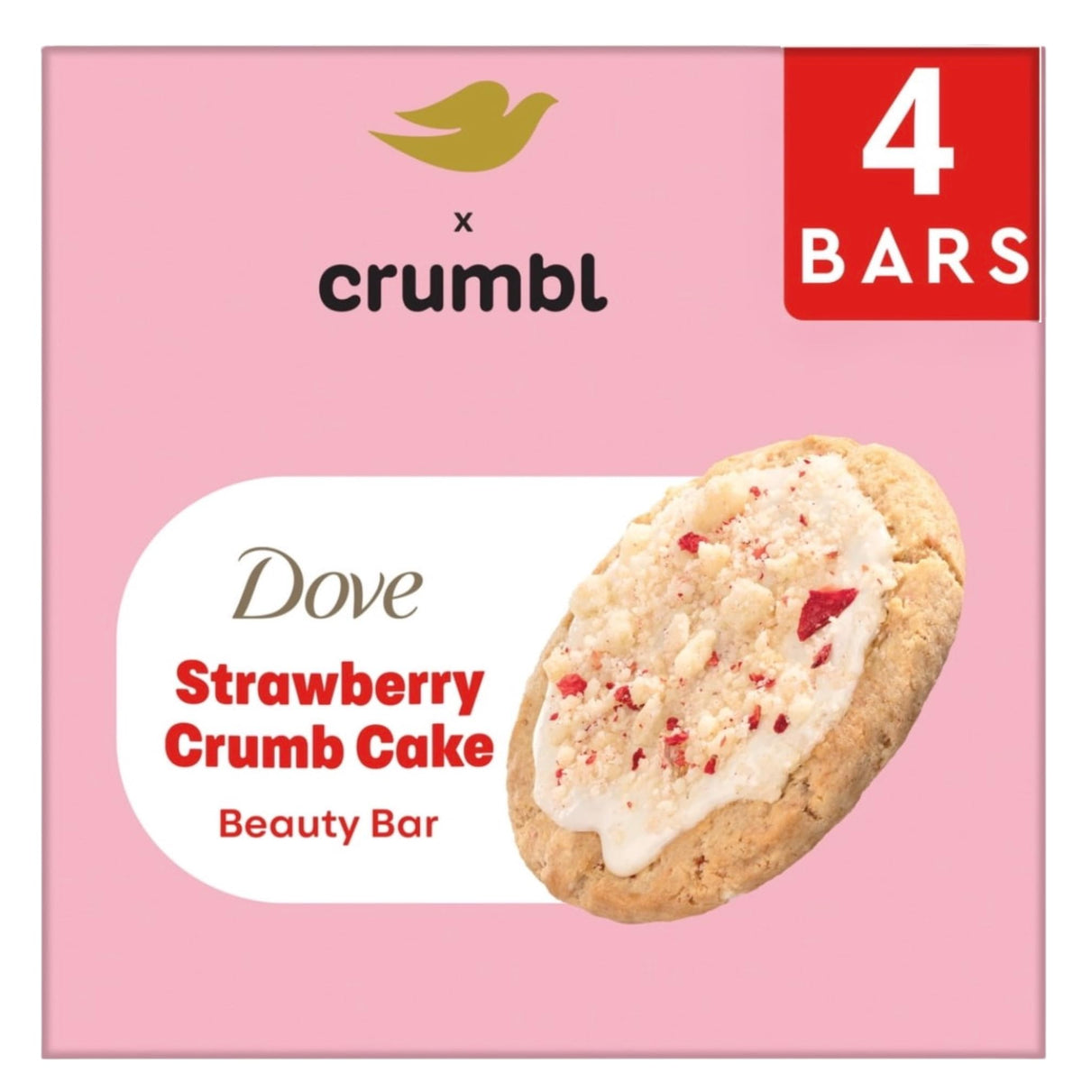 Dove x Crumbl Strawberry Crumb Cake Beauty Bar packaging front view
