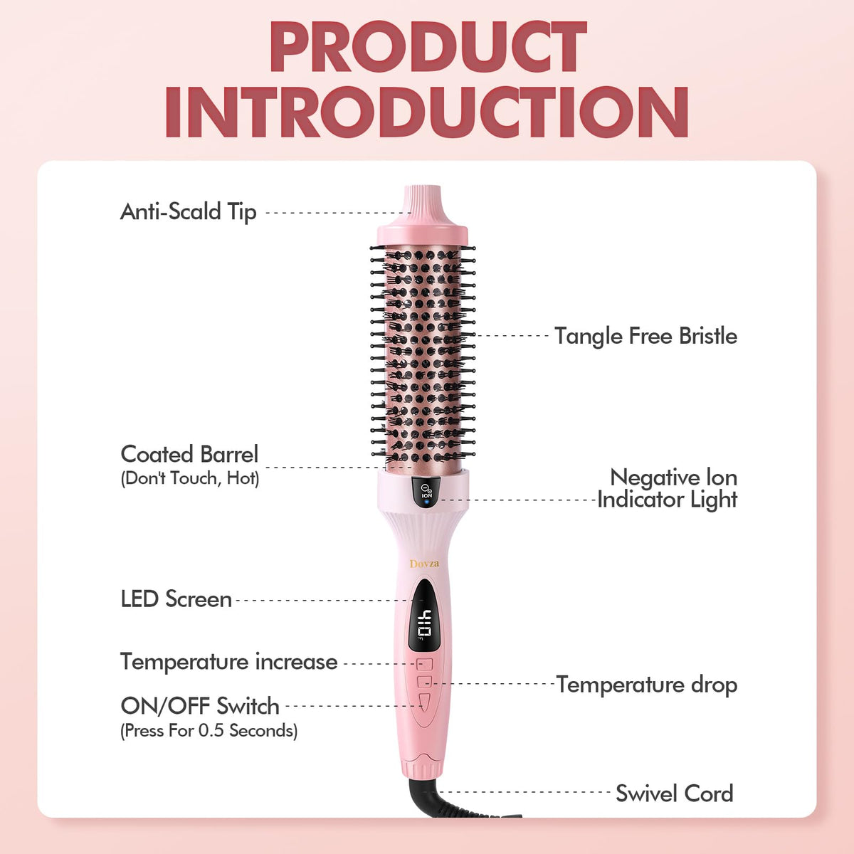 DOVZA Blowout support Thermal Brush packaging