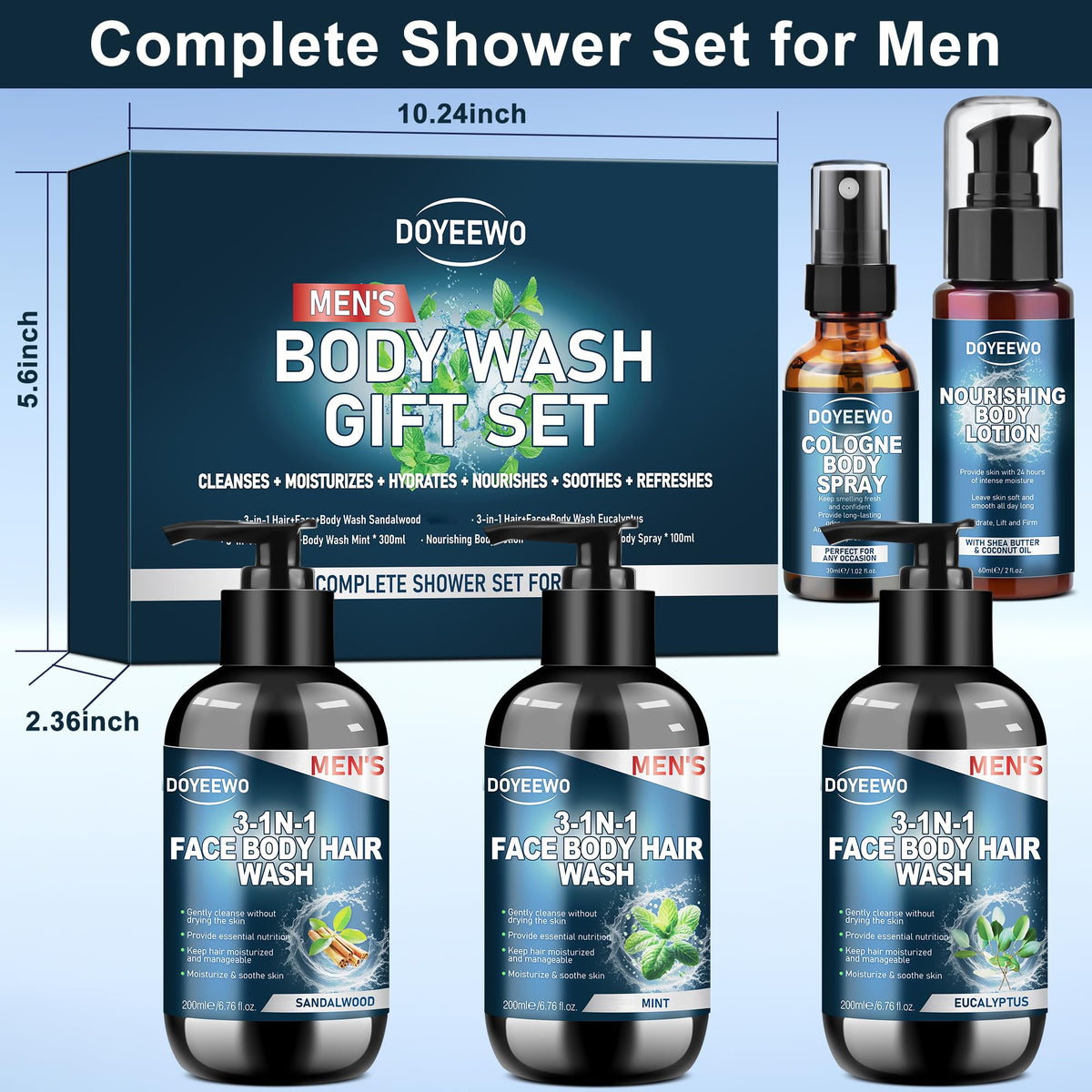 DOYEEWO Men's Body Wash Gift Set with natural ingredients