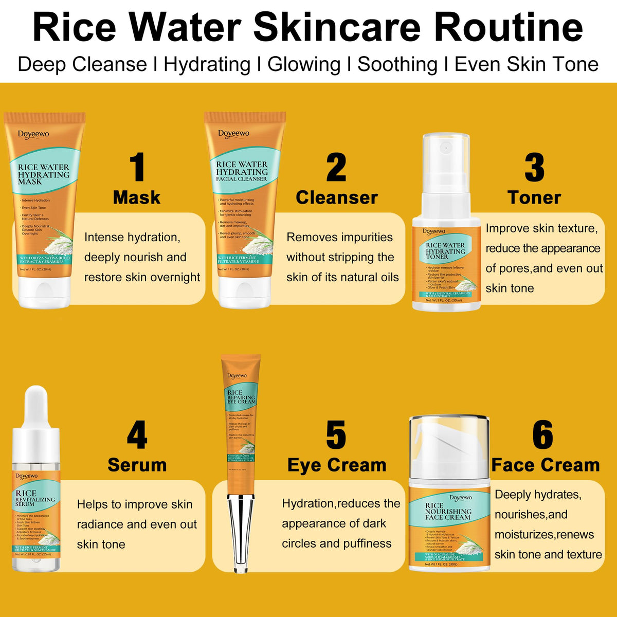 DOYEEWO Skin Care Set packaging with all products displayed