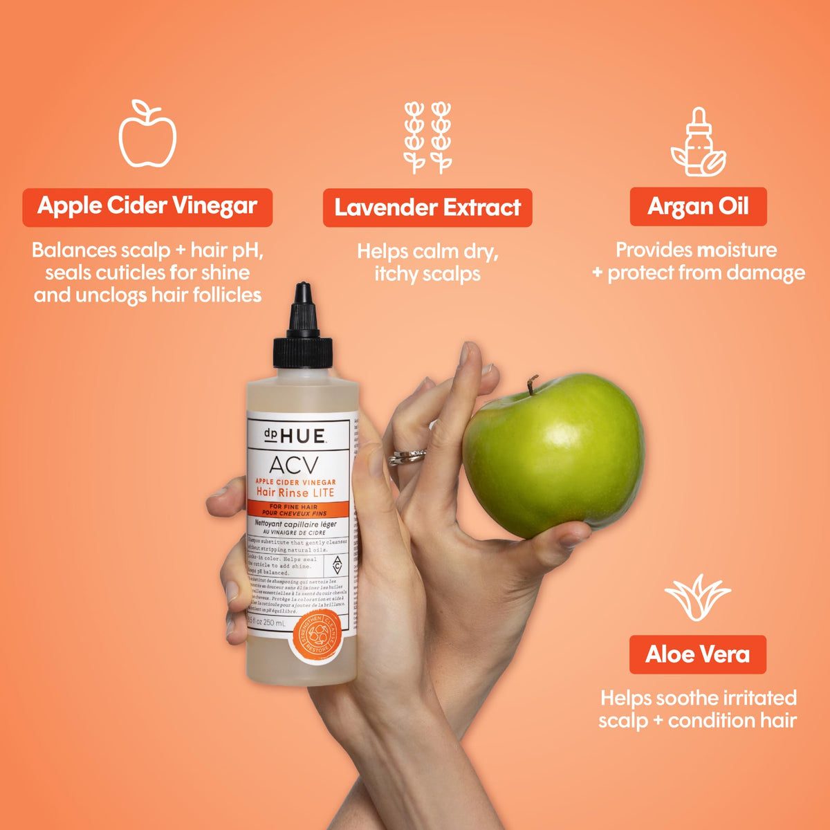 dpHUE Apple Cider Vinegar Hair Rinse Lite 20 oz back view