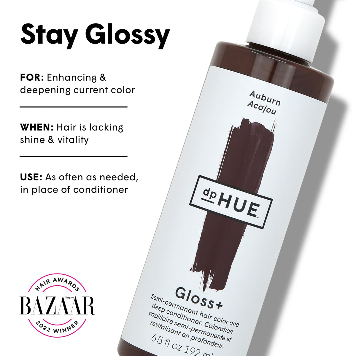 dpHUE Gloss+ Auburn Colour Glaze bottle with cap