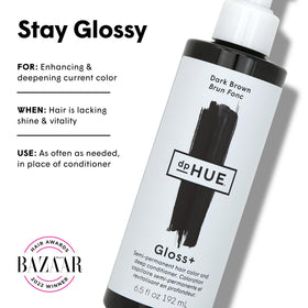 dpHUE Gloss+ Dark Brown bottle side view