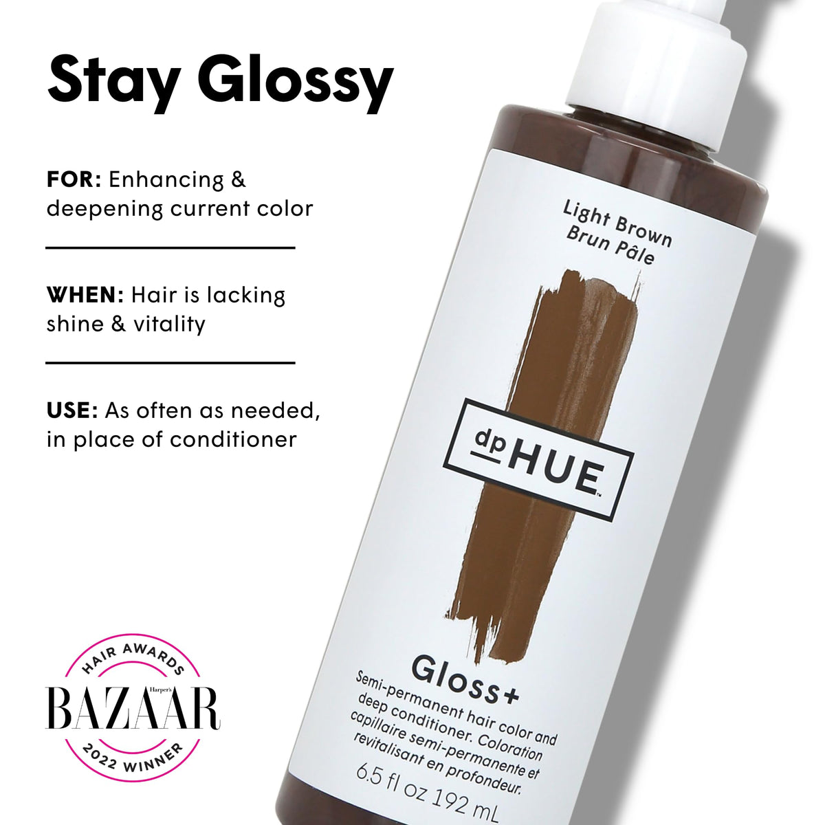 dpHUE Gloss+ Light Brown Hair Colour Glaze bottle back view