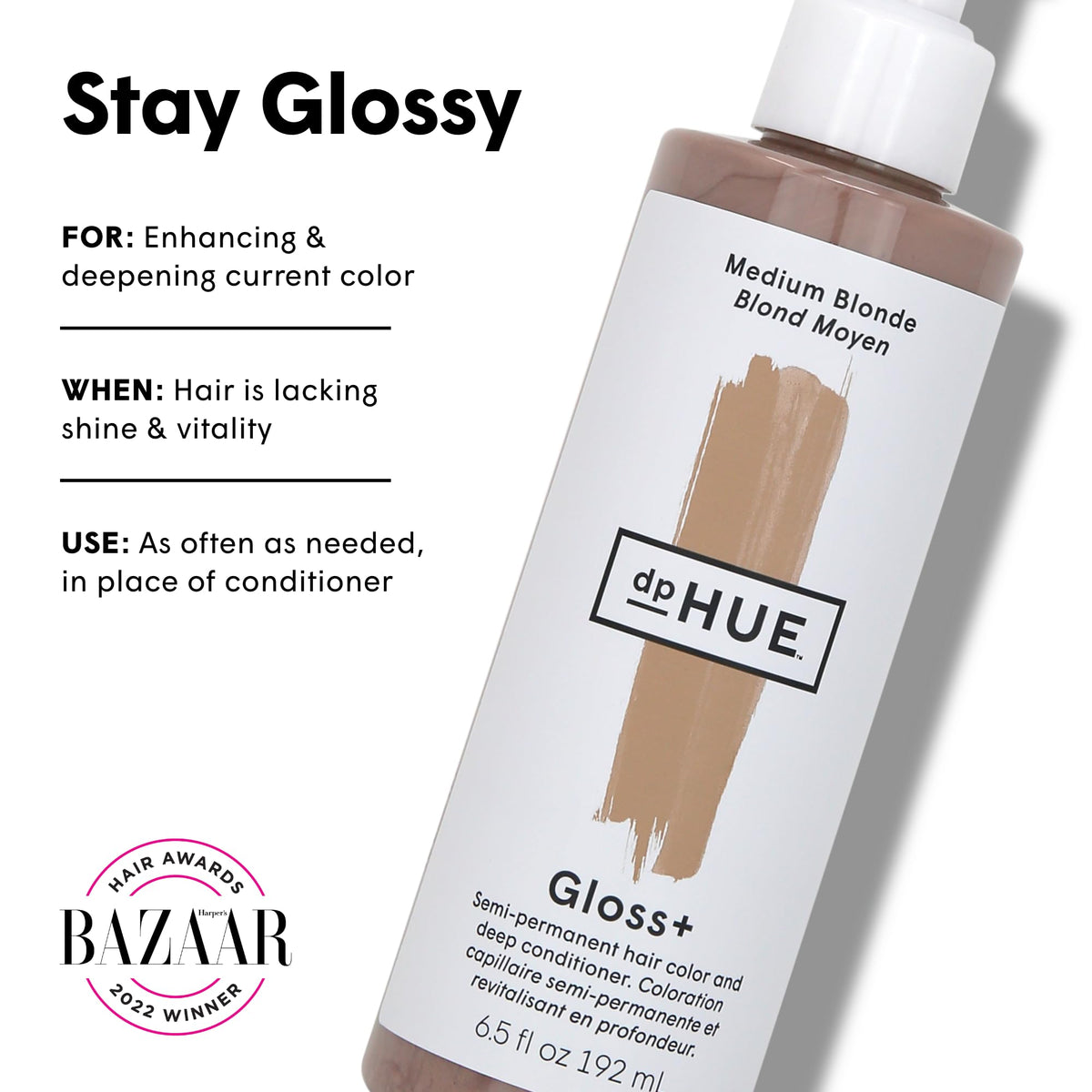 dpHUE Gloss+ Medium Blonde bottle side view