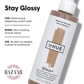 dpHUE Gloss+ Medium Blonde bottle side view