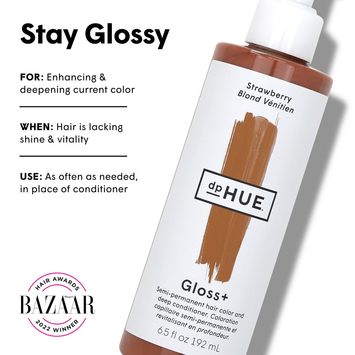 dpHUE Gloss+ Strawberry Colour Glaze bottle side view