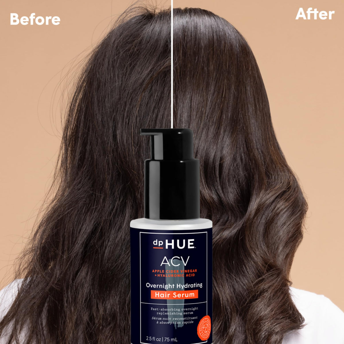 dpHUE hair serum showing pump dispenser