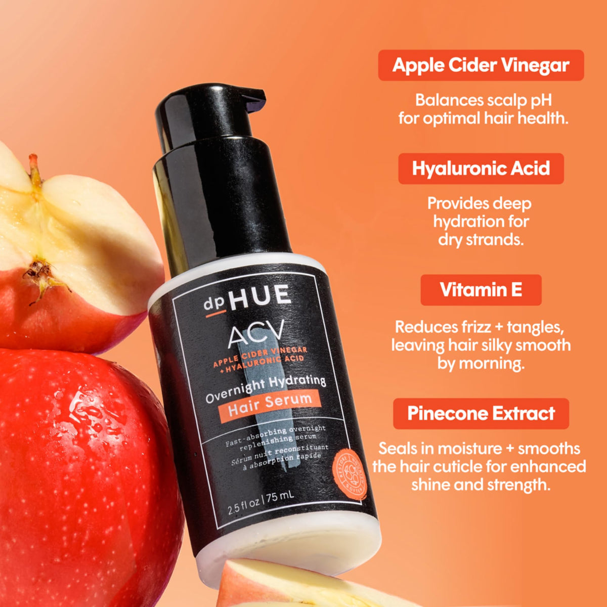 dpHUE serum with apple cider vinegar and hyaluronic acid ingredients