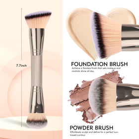 dpolla Dual-Ended Foundation Brush showing slanted head for liquid foundation