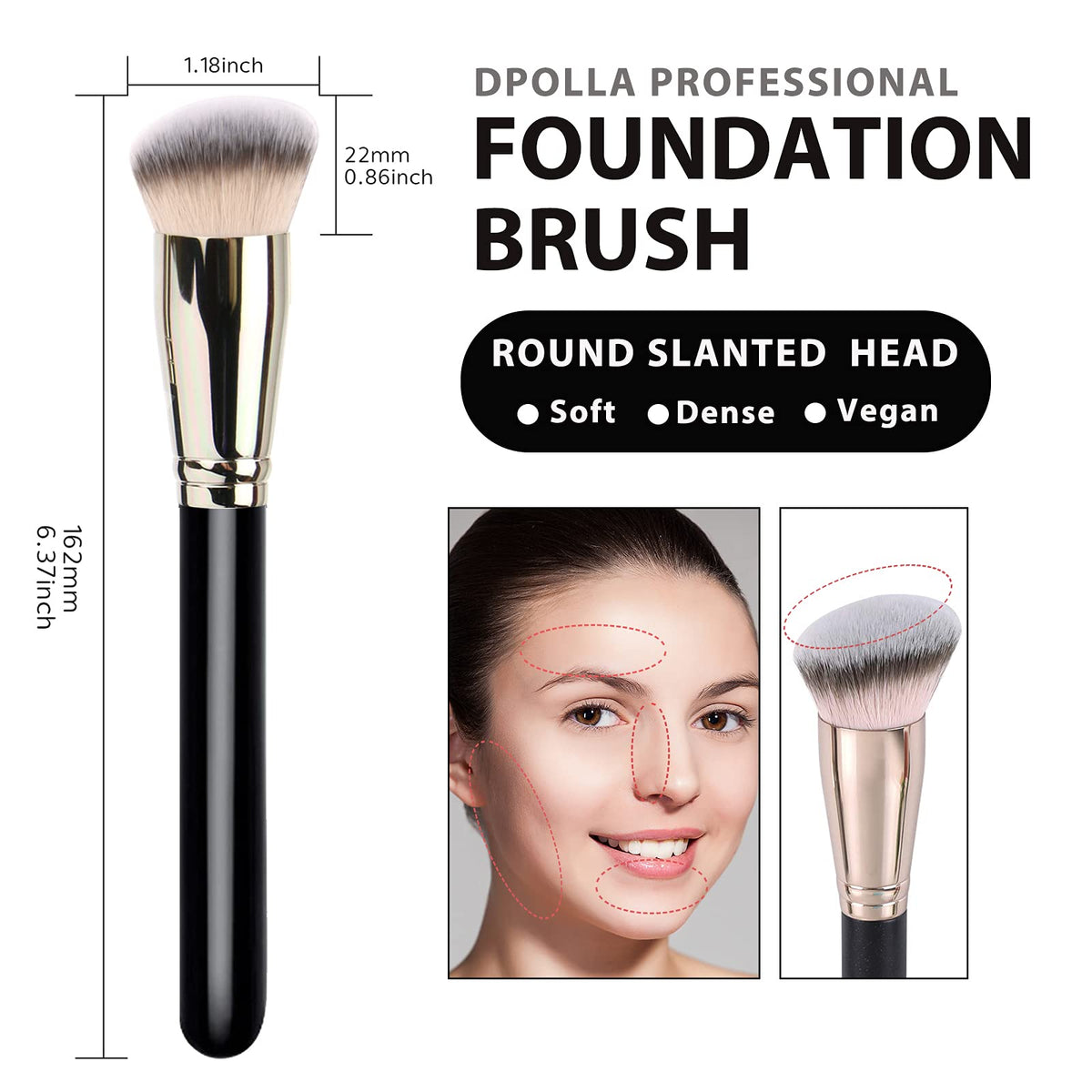 dpolla makeup brushes set displayed on a vanity