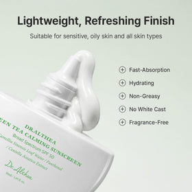 Dr.Althea Green Tea Calming Sunscreen SPF 50 with natural ingredients