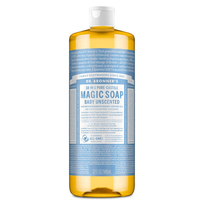 Dr. Bronner's Baby Unscented Pure-Castile Liquid Soap 32 oz front view