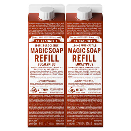 Dr. Bronner's Eucalyptus Pure-Castile Liquid Soap refill 32oz front view