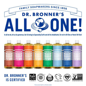 Dr. Bronner's Hemp Peppermint Pure Castile Soap 25 Oz close-up of label