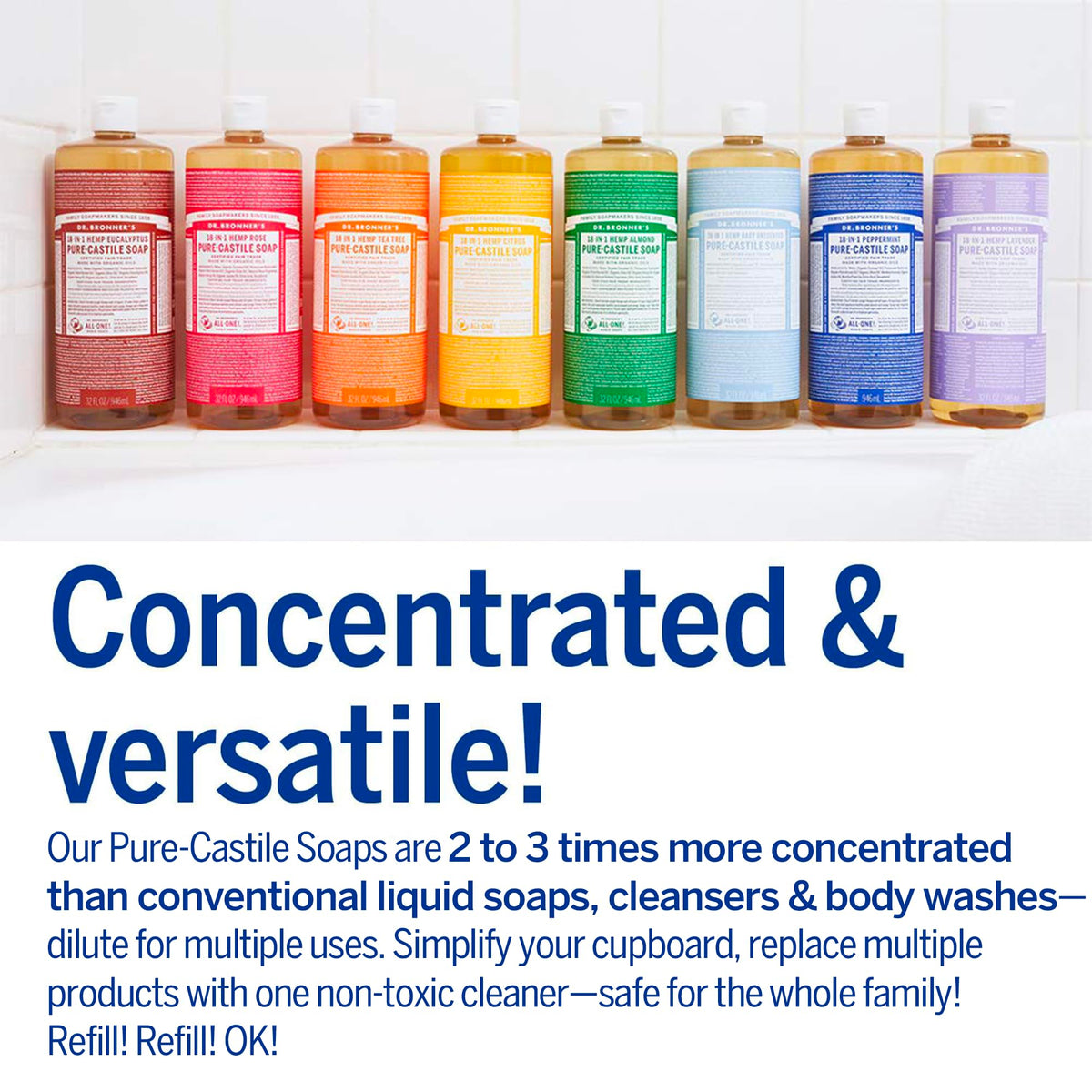 Dr. Bronner's Hemp Peppermint Pure Castile Soap 25 Oz with soap lather