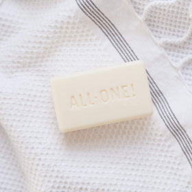 Dr. Bronner's Lavender bar soap close-up