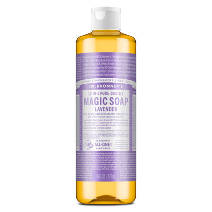 Dr. Bronner's Lavender Pure-Castile Liquid Soap 16 oz front view