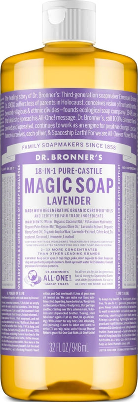Dr. Bronner's Lavender Pure-Castile Liquid Soap 32 oz front view