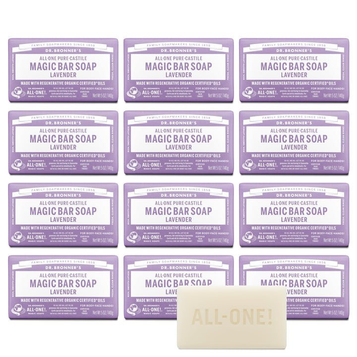 Dr. Bronner's Lavender Pure-Castile Magic Bar Soap front view