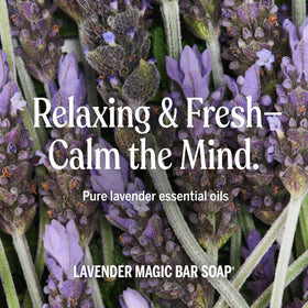 Dr. Bronner's Lavender Soap Bar alongside fresh lavender