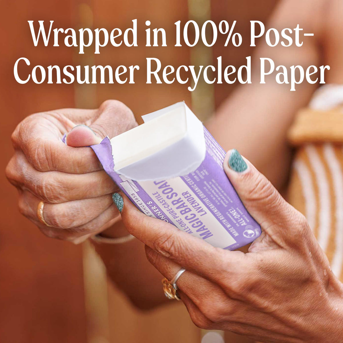 Dr. Bronner's Lavender Soap Bar showing lather