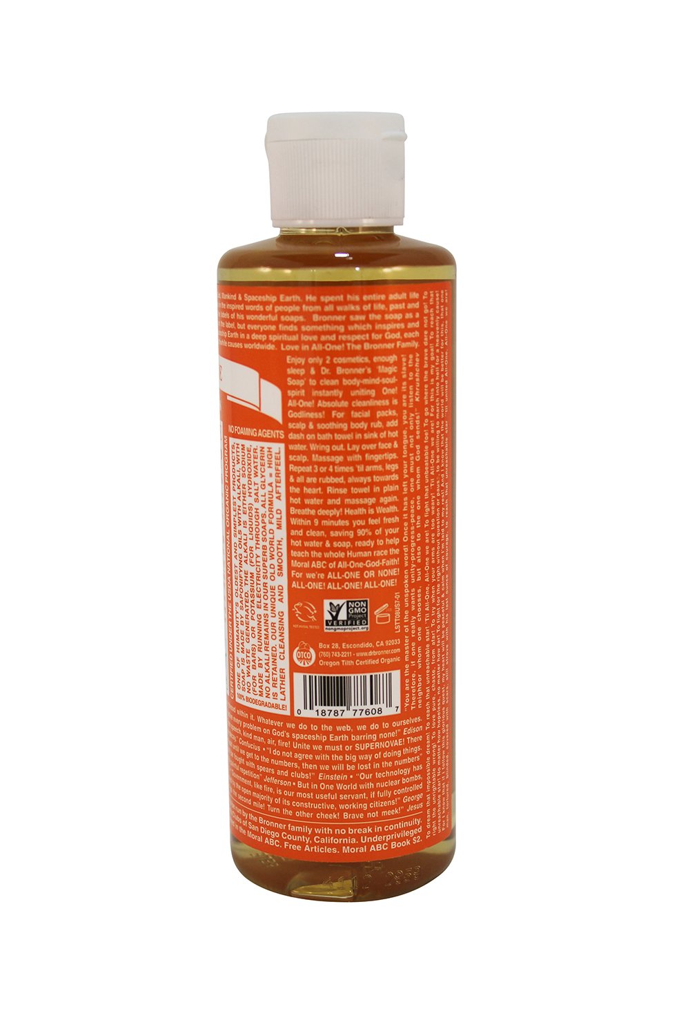Dr. Bronner's Liquid Castile Soap Tea Tree back view
