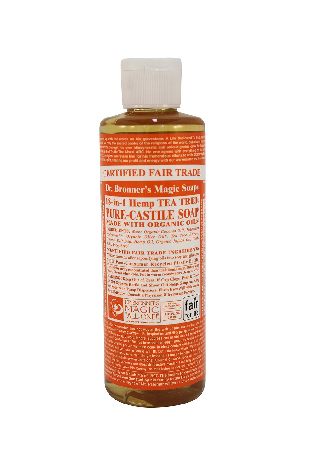 Dr. Bronner's Liquid Castile Soap Tea Tree front view
