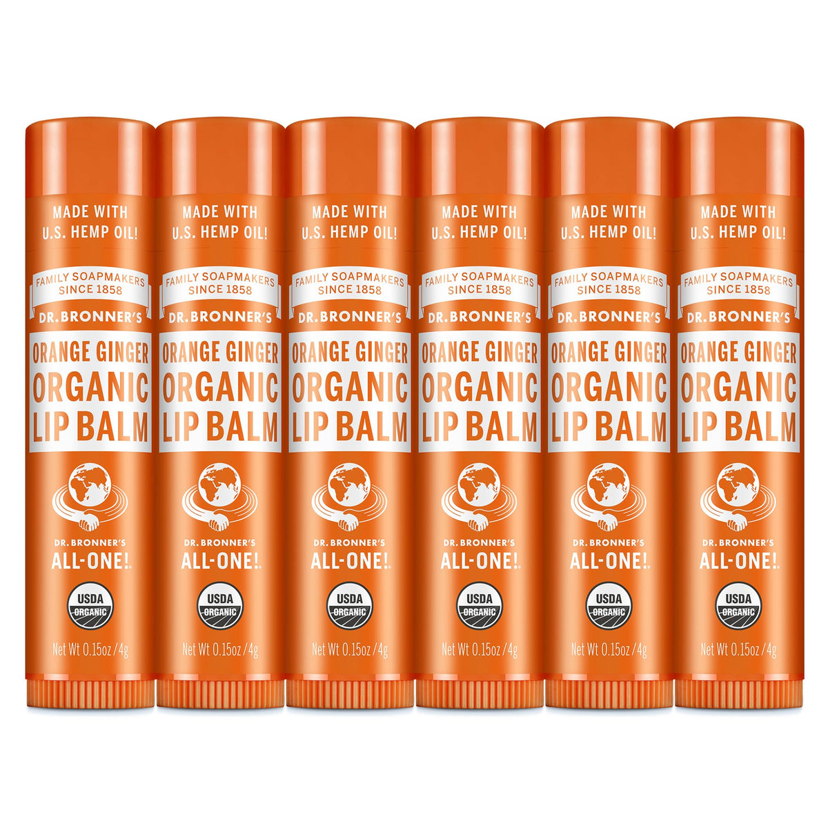 Dr. Bronner's Organic Lip Balm 6-Pack in packaging