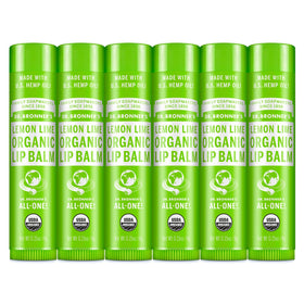 Dr. Bronner's Organic Lip Balm 6-Pack Lemon Lime front view