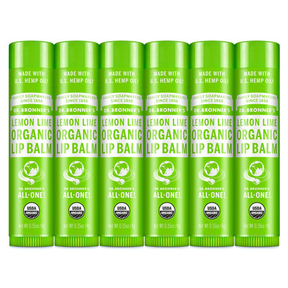 Dr. Bronner's Organic Lip Balm 6-Pack Lemon Lime front view