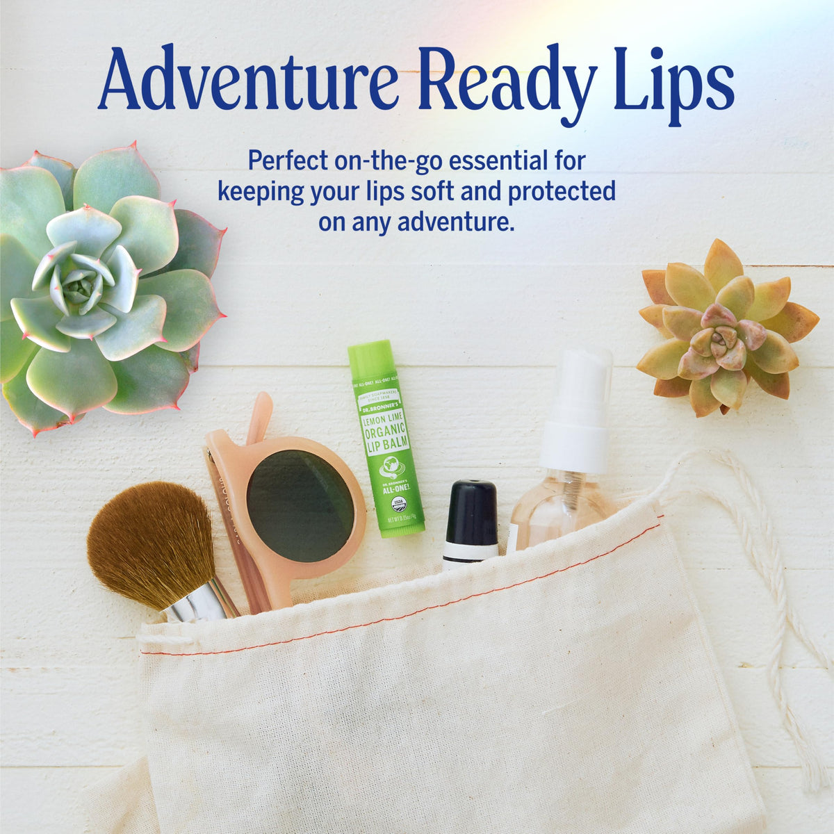 Dr. Bronner's Organic Lip Balm applied on lips