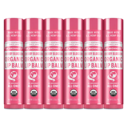 Dr. Bronner's Organic Lip Balm Cherry Blossom 6-Pack front view