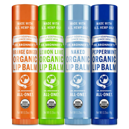 Dr. Bronner's Organic Lip Balm Variety Pack with four flavours