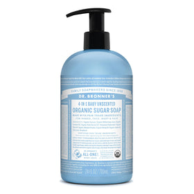 Dr. Bronner's Organic Sugar Soap Baby Unscented 24 oz front view