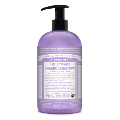 Dr. Bronner's Organic Sugar Soap Lavender 24 oz front view